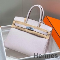 Bolsa Hermes Birkin 30 cm em couro Clemence malva pálido PHW