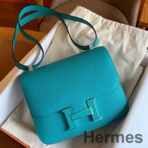 Hermes Constance Esmalte 18 Bolsa Artesanal Em Couro De Bezerro Paon Epsom Azul