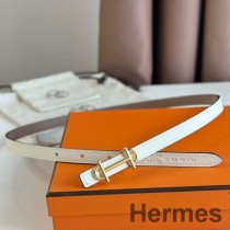 Cinto Hermes Gamma 13 mm em couro Epsom branco e couro Taupe Swift