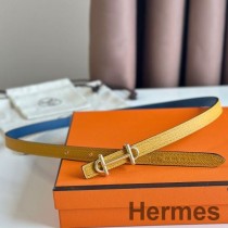 Cinto Hermes Gamma 13 mm em couro Epsom amarelo e couro Swift azul