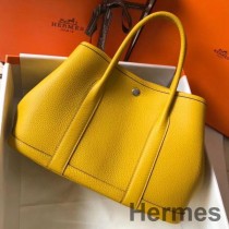 Bolsa Hermes Garden Party 30 em couro taurillon amarelo