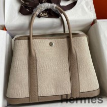 Bolsa Hermes Garden Party 30 feita à mão em couro Toile e Tourterelle