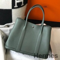 Bolsa Hermes Garden Party 36 em couro Vert Amanda Clemence
