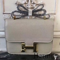 Bolsa de couro Hermes cinza Constance MM 24cm Epsom