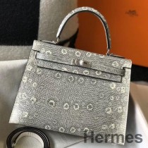 Bolsa Hermes Kelly 25cm feita à mão em lagarto natural gravado em Ombre
