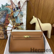 Bolsa Hermes Kelly Elan feita à mão em couro Chevre Mysore dourado