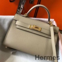 Bolsa Hermes Kelly Mini II em couro Gris Tourterelle Epsom GHW