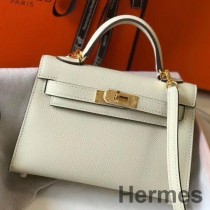 Bolsa Hermes Kelly Mini II em couro Epsom branco GHW