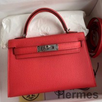 Bolsa Hermes Kelly Mini II Sellier feita à mão em couro de bezerro Piment Epsom