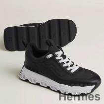 Tênis masculino Hermes Impulse em tecido preto e couro