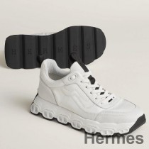 Tênis masculino Hermes Impulse em tecido branco e couro