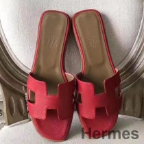 Sandálias Hermes Oran em couro Epsom vermelho