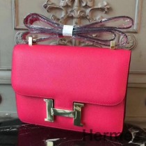 Bolsa de couro Hermes Red Constance MM 24cm Epsom