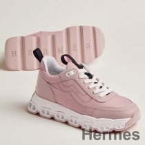Tênis feminino Hermes Impulse em tecido rosa e couro