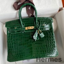 Hermes Birkin 25 håndlavet taske i malakitkrokodille Niloticus skinnende hud