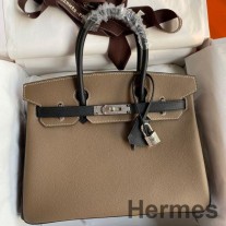 Hermes HSS Birkin 30 Bicolor taske i Taupe og sort Epsom kalveskind