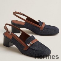 Hermes Infinie 50 Slingback Pumps i denim