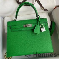 Hermes Kelly Sellier 25 Håndlavet taske i Bambou Epsom kalveskind