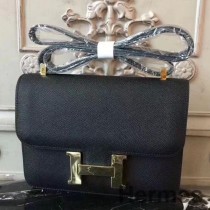Hermes Black Constance MM 24cm Epsom lædertaske