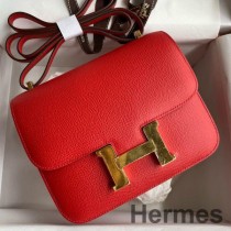 Hermes Constance 18 Håndlavet taske i Rouge Coeur Epsom Calfski