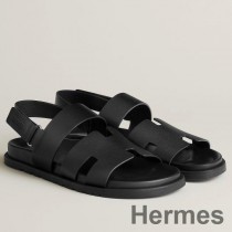 Hermes Genius Sandaler til mænd i sort kalveskind