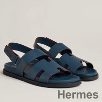 Hermes geniale sandaler til mænd i blåt kalveskind