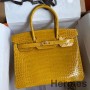 Hermes Birkin 30 Håndlavet taske I Jaune Ambre Crocodile Niloticus skinnende hud