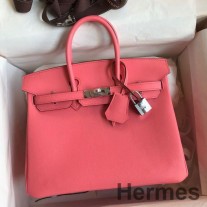 Mála Lámhdhéanta Hermes Birkin 25 Retourne I Rose Lipstick Swift Calfskin