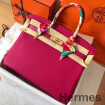 Mála Lámhdhéanta Hermes Birkin 35 I Leathar Clemence Peach