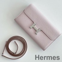 Sparán Hermes Constance To Go i Mauve Pale Epsom Calfskin