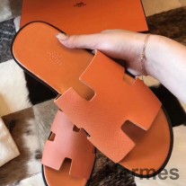 Sandals Hermes Izmir I Leathar Epsom Oráiste