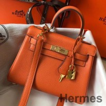 Mála Hermes Kelly 20cm I Leathar Clemence Orange GHW