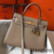Mála Hermes Kelly 32cm I Leathar Gris Tourterelle Clemence GHW