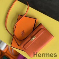 Hermes Kelly Classique Le Dul i Sparán I gCraiceann Calf Oráiste Epsom