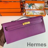Mála Lámhdhéanta Gearr Hermes Kelly i Anemone Epsom Calfskin