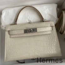 Mála Lámhdhéanta Hermes Kelly Mini II Díoltóir I Leathar Ailigéadar Neamhlonrach Beton