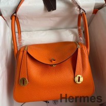 Mála Lámhdhéanta Hermes Lindy 26 I Leathar Clemence Oráiste