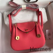 Mála Lámhdhéanta Hermes Mini Lindy I Leathar Clemence Lipstick Rose