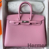 Mála Lámhdhéanta Hermes Birkin 25 Díoltóra I gCraiceann Calf Confetti Rose Epsom