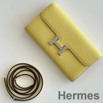 Sparán Hermes Constance Chun Téigh i Jaune Poussin Epsom Calfskin
