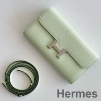 Sparán Hermes Constance To Go i Vert Fizz Epsom Calfskin