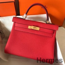 Hermes Kelly Retourne 28 Mála Lámhdhéanta I Leathar Clemence Dearg
