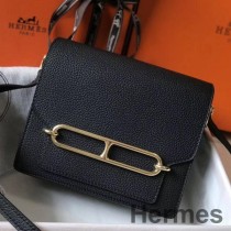 Mála Hermes Mini Sac Roulis 18cm I gCraiceann Calf Dubh Evercolor