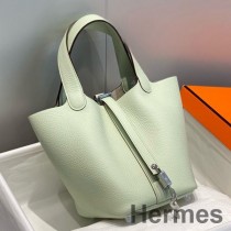 Hermes Picotin Lock 18 Mála I Leathar Vert Fizz Clemence