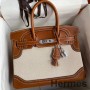 Hermes Ghillies Birkin 30cm Mála Eagrán Teoranta I Leathar Toile & Óir Swift