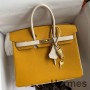 Mála Dédhathanna Hermes HSS Birkin 25 i Jaune d'or agus Craie Epsom Calfskin