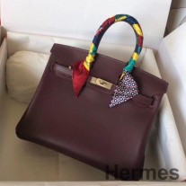 Hermes Birkin 25 ručno rađena torba od bordo brze kože
