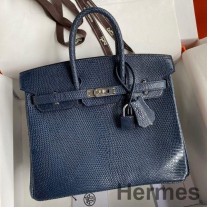 Hermes Birkin 25 Retourne ručno rađena torba od kože guštera plavog safira