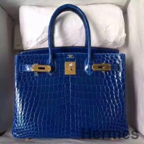 Hermes Birkin 30 torba od kože plavog električnog krokodila Niloticus