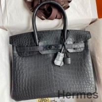 Hermes Birkin 30 ručno rađena torba od crne krokodilske Niloticus mat kože